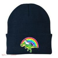 Unicorn Riding T-Rex Rainbow Beanie thumb 0