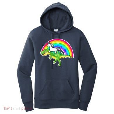 Unicorn Riding T-Rex Rainbow Women's Hoodie