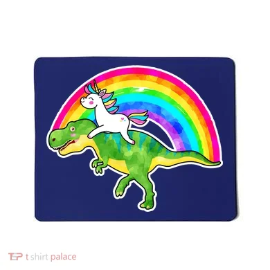 Unicorn Riding T-Rex Rainbow Mousepad