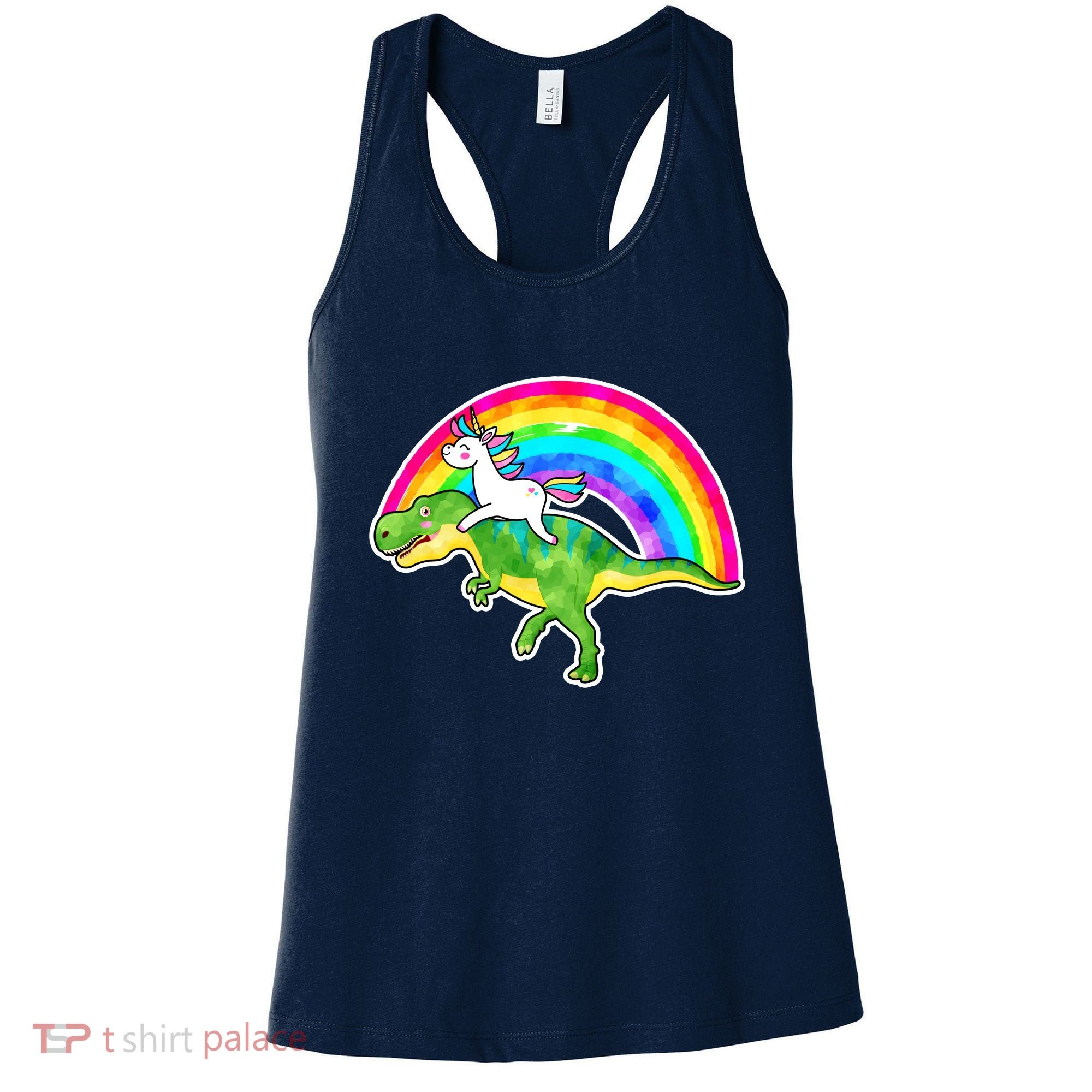Unicorn Riding T-Rex Rainbow Women's Tank Top