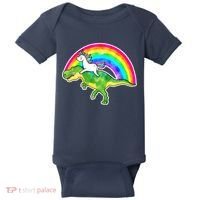 Unicorn Riding T-Rex Rainbow Baby Bodysuit thumb 0