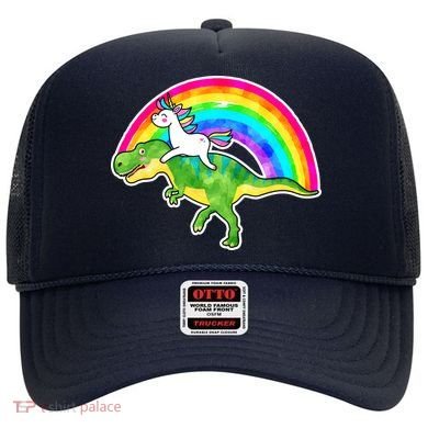 Unicorn Riding T-Rex Rainbow Hat