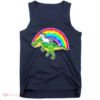 Unicorn Riding T-Rex Rainbow Tank Top