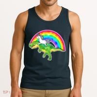 Unicorn Riding T-Rex Rainbow Tank Top thumb 3