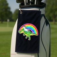 Unicorn Riding T-Rex Rainbow Golf Towel thumb 2