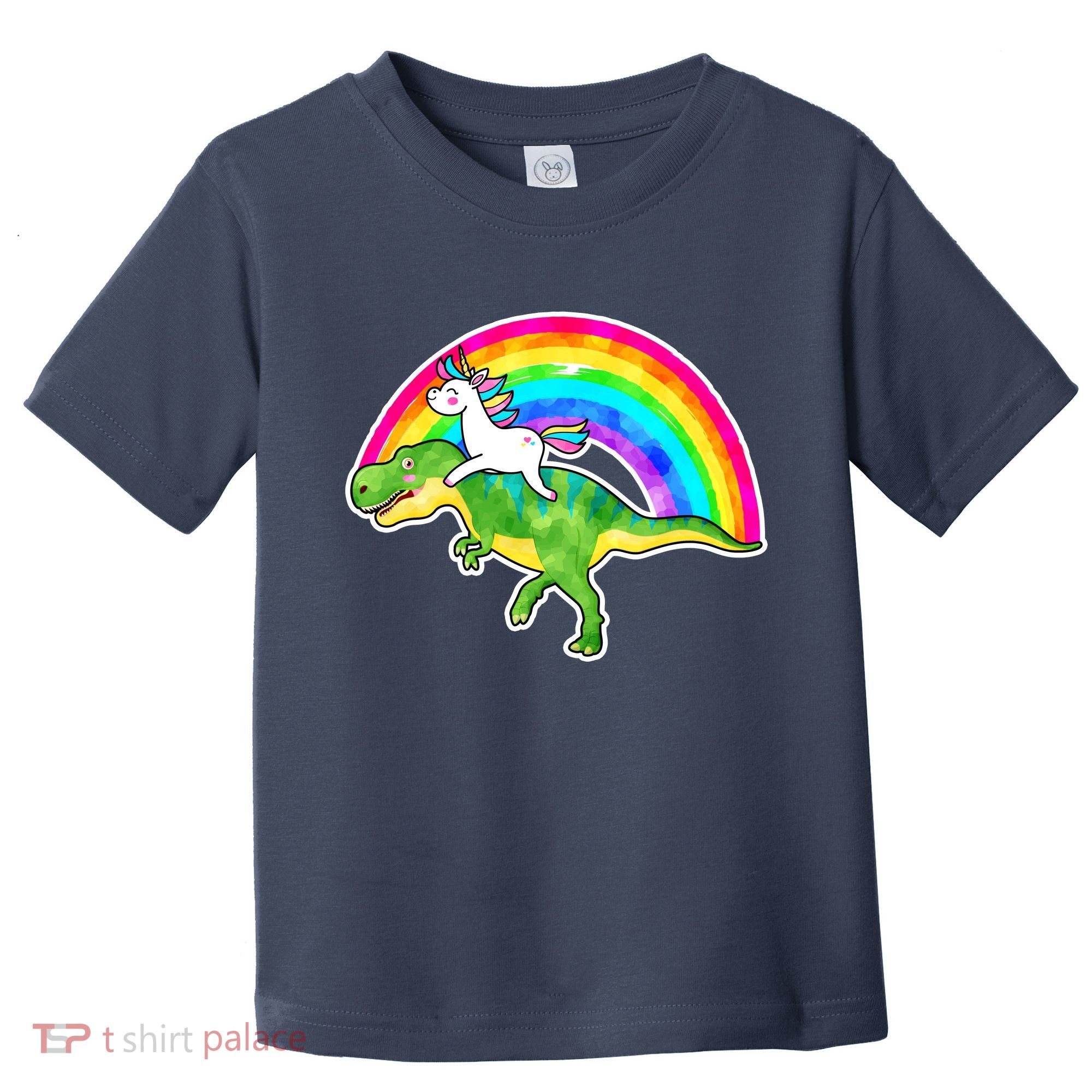 Unicorn Riding T-Rex Rainbow Toddler T-Shirt