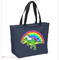 Unicorn Riding T-Rex Rainbow Tote Bag thumb 2