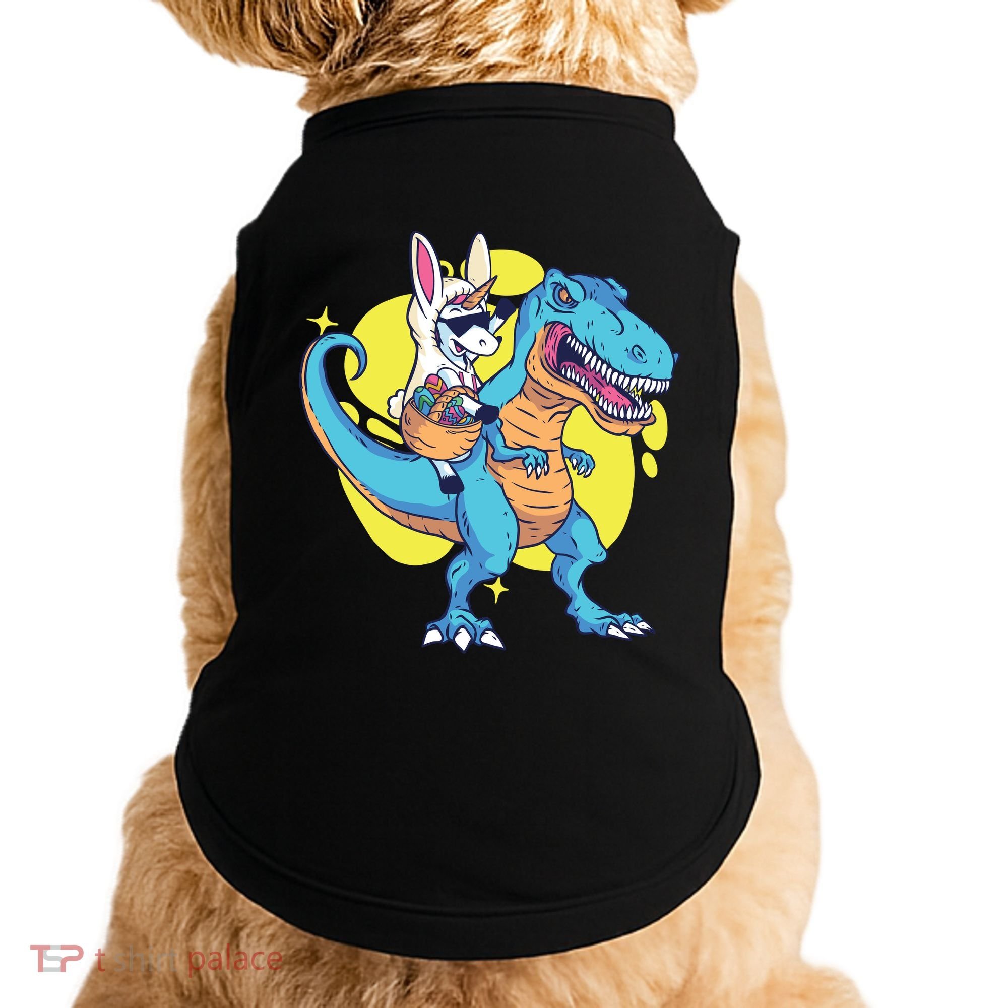 Unicorn Riding Trex Easter Doggie Tank