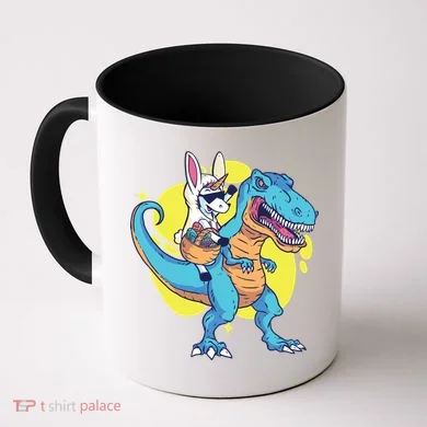 Unicorn Riding Trex Easter Coffee Mug