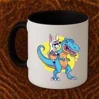 Unicorn Riding Trex Easter Coffee Mug thumb 2