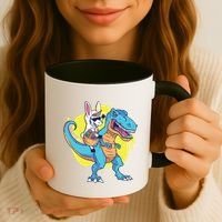 Unicorn Riding Trex Easter Coffee Mug thumb 3