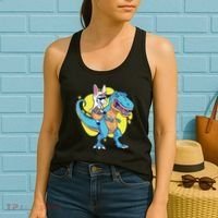 Unicorn Riding Trex Easter Women's Tank Top thumb 2