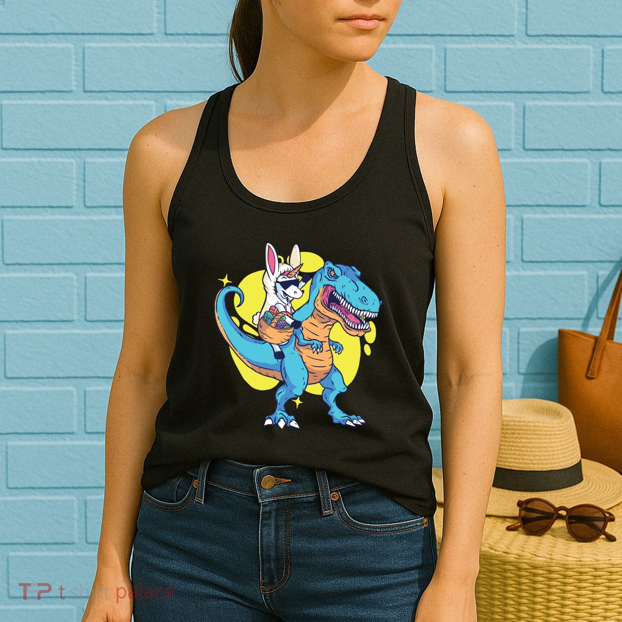 Unicorn Riding Trex Easter Women's Tank Top