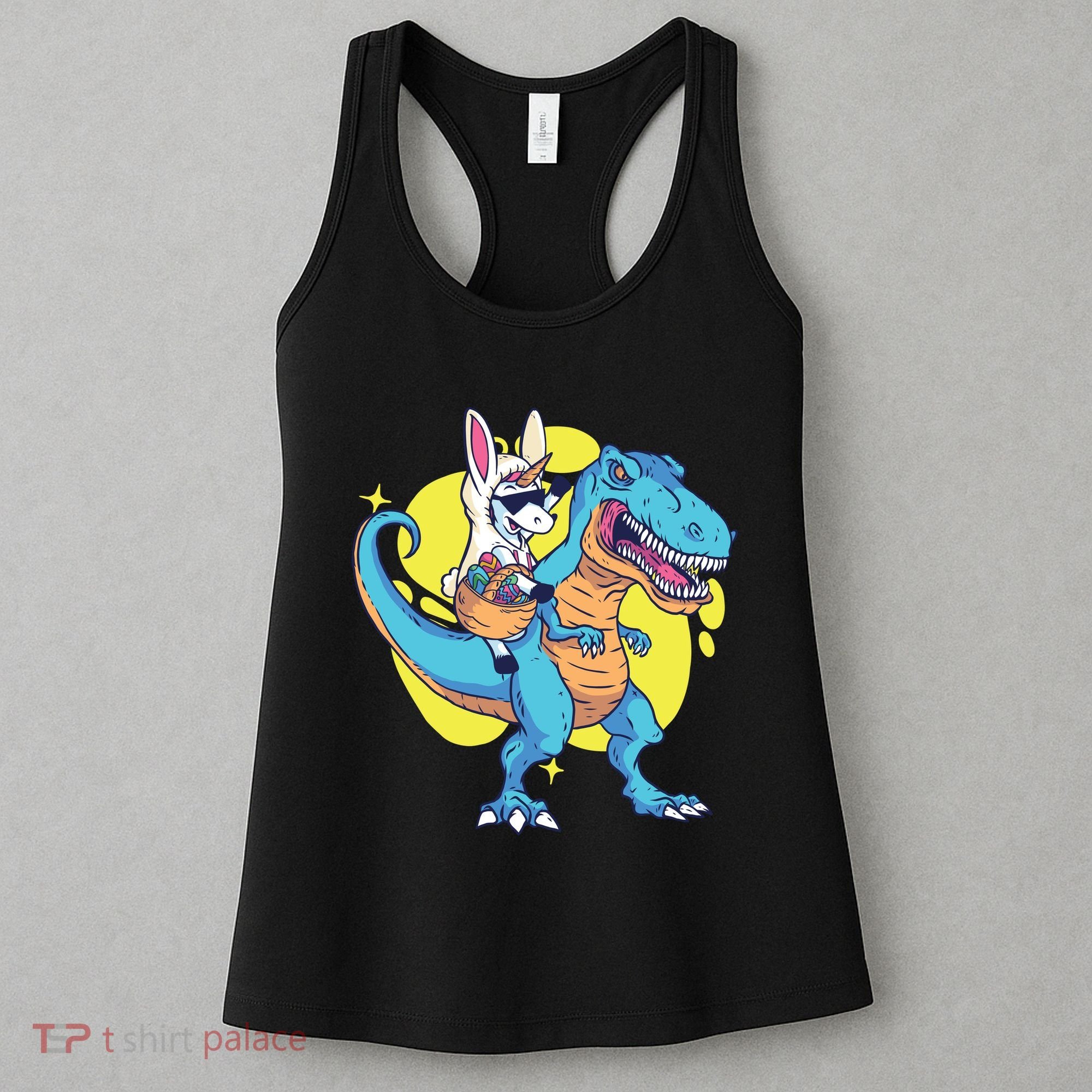 Unicorn Riding Trex Easter Women's Tank Top