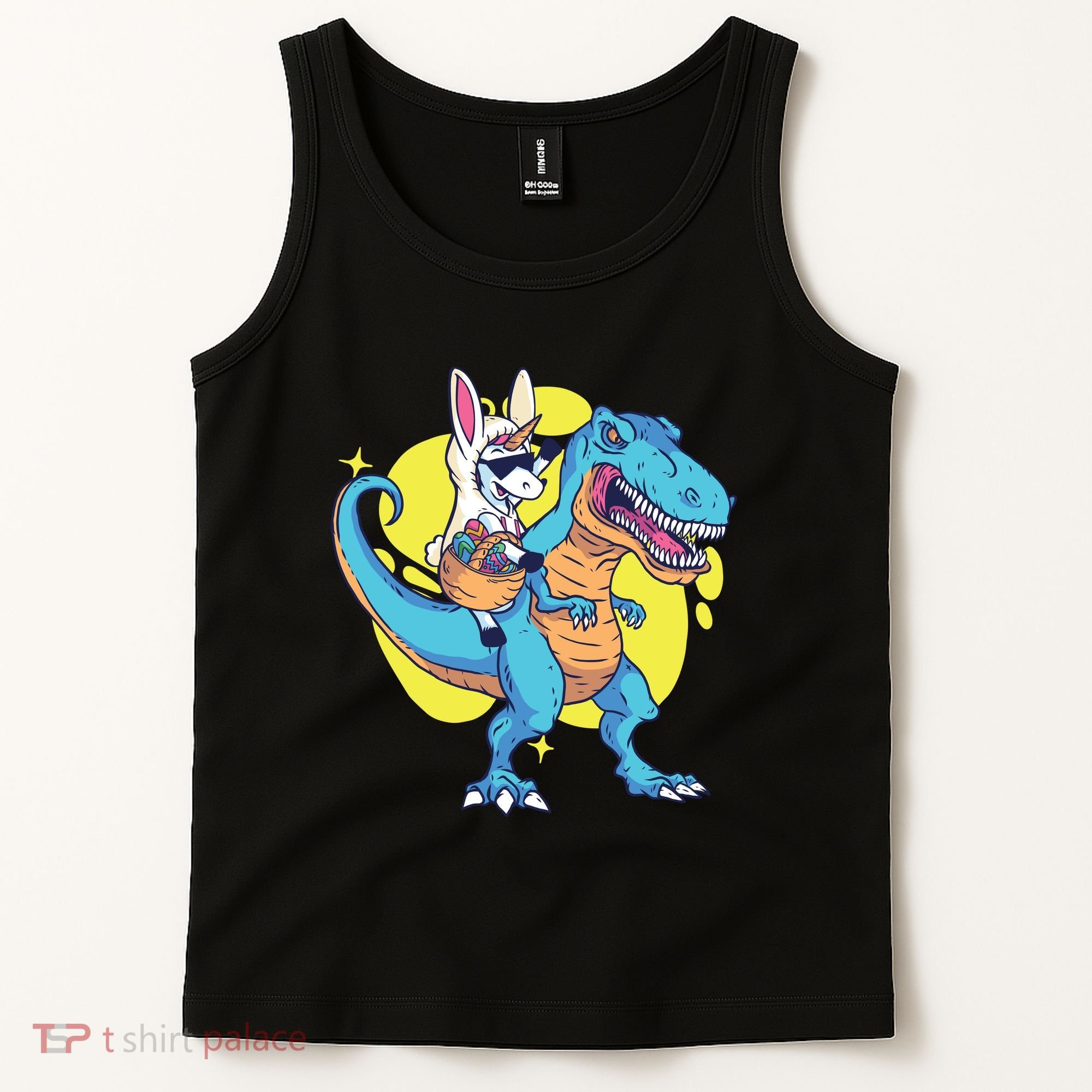 Unicorn Riding Trex Easter Tank Top