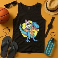 Unicorn Riding Trex Easter Tank Top thumb 4