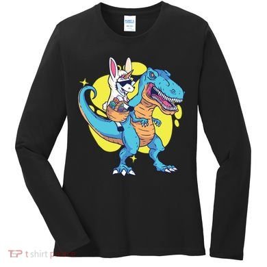 Unicorn Riding Trex Easter Women's Long Sleeve Shirt