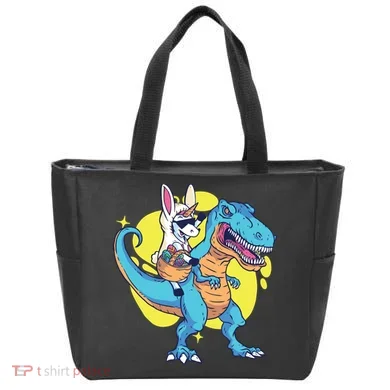 Unicorn Riding Trex Easter Tote Bag