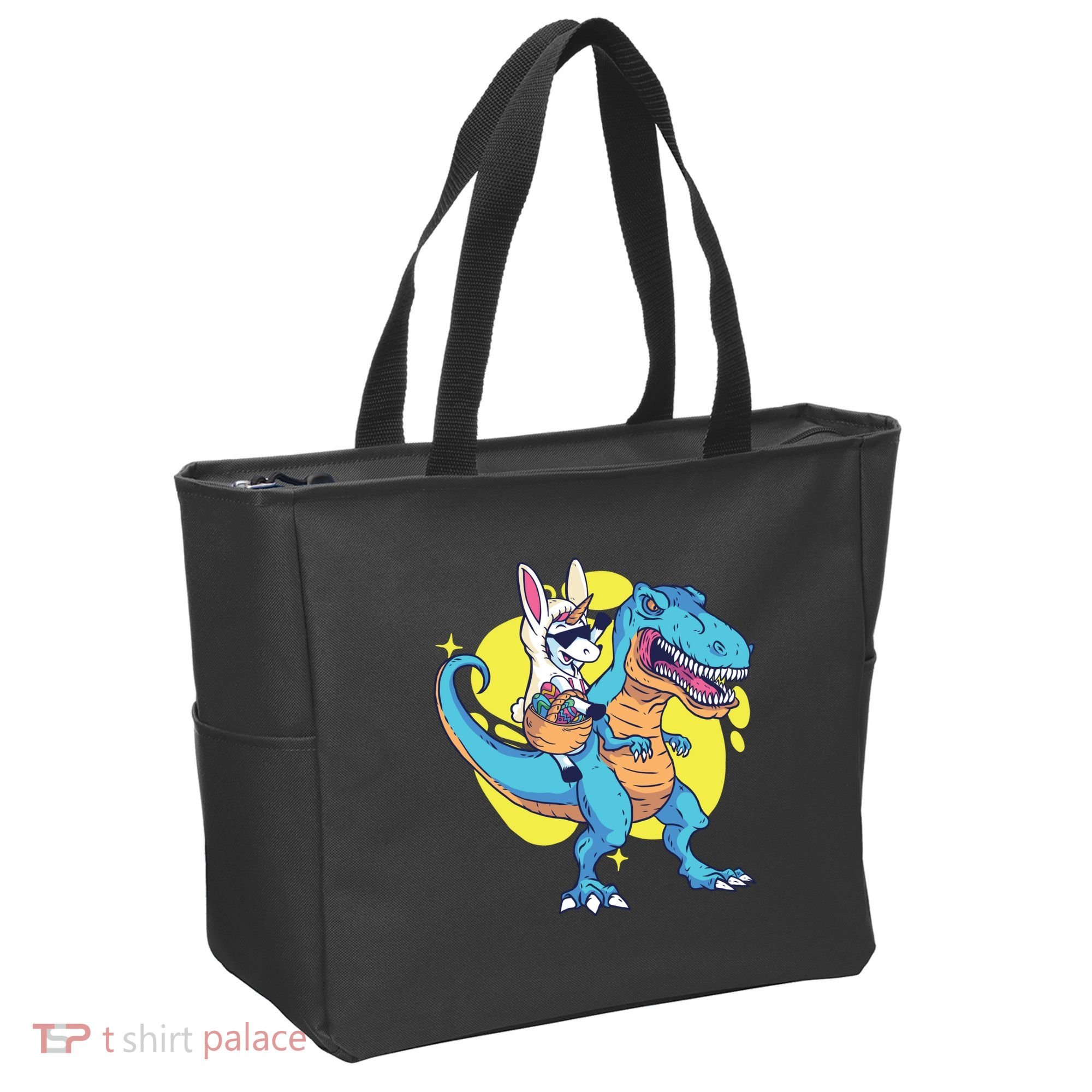 Unicorn Riding Trex Easter Tote Bag