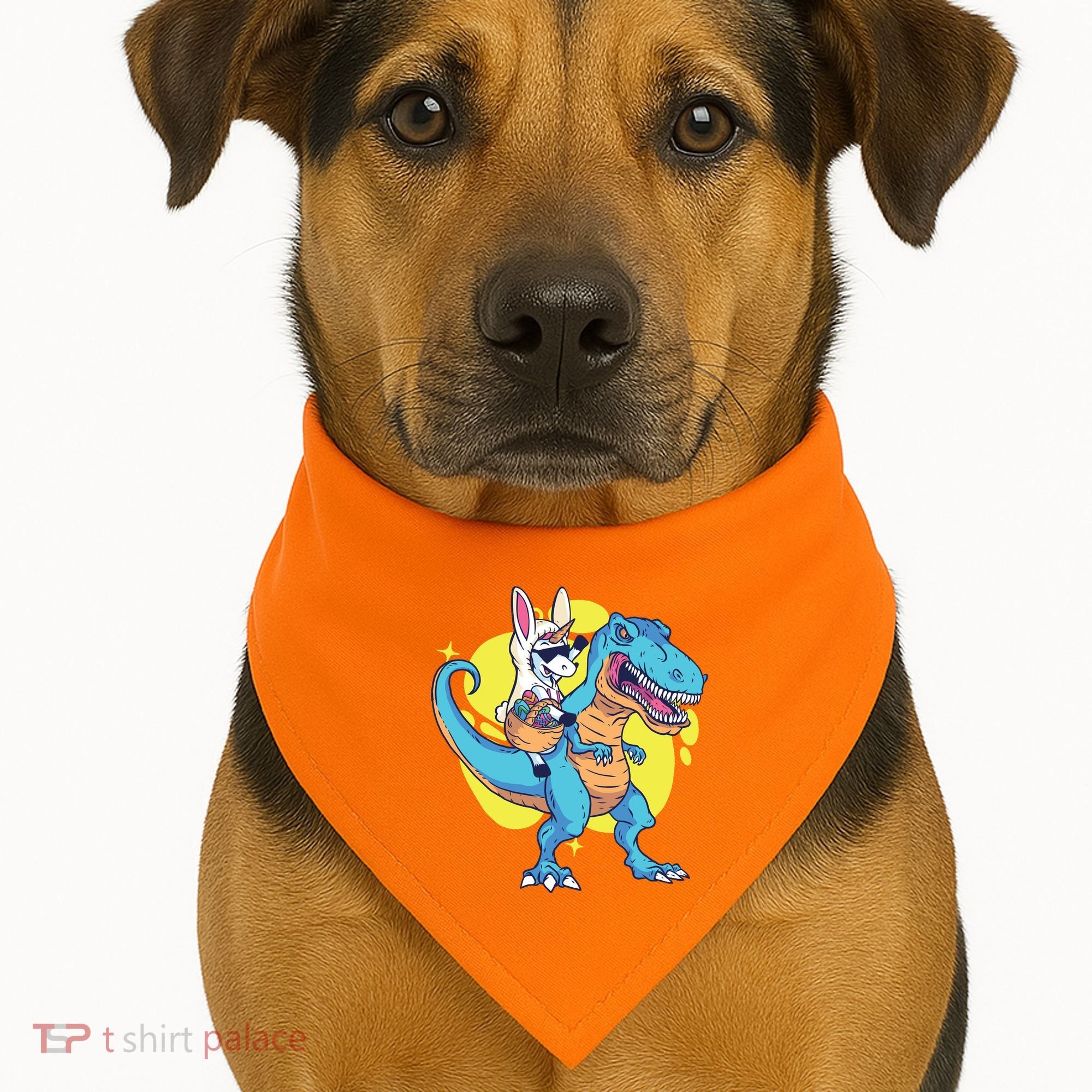 Unicorn Riding Trex Easter USA-Made Doggie Bandana