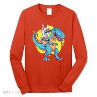 Unicorn Riding Trex Easter Long Sleeve Shirt thumb 0