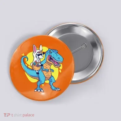 Unicorn Riding Trex Easter Button