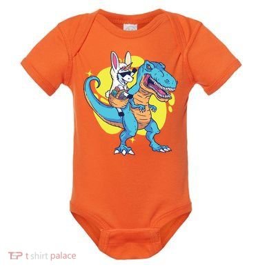 Unicorn Riding Trex Easter Baby Bodysuit