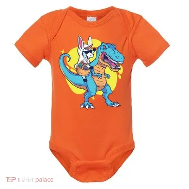 Unicorn Riding Trex Easter Baby Bodysuit