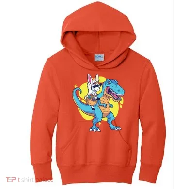 Unicorn Riding Trex Easter Kids Hoodie