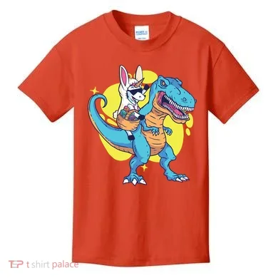 Unicorn Riding Trex Easter Kids T-Shirt