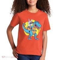 Unicorn Riding Trex Easter Kids T-Shirt thumb 2