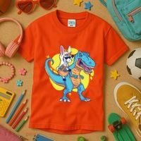 Unicorn Riding Trex Easter Kids T-Shirt thumb 3
