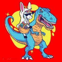 Unicorn Riding Trex Easter Santa Hat thumb 1