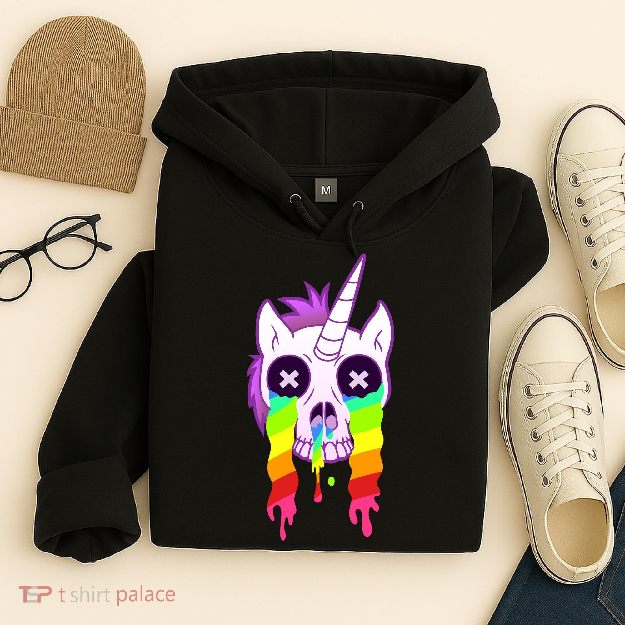 Unicorn Skull Rainbow Hoodie
