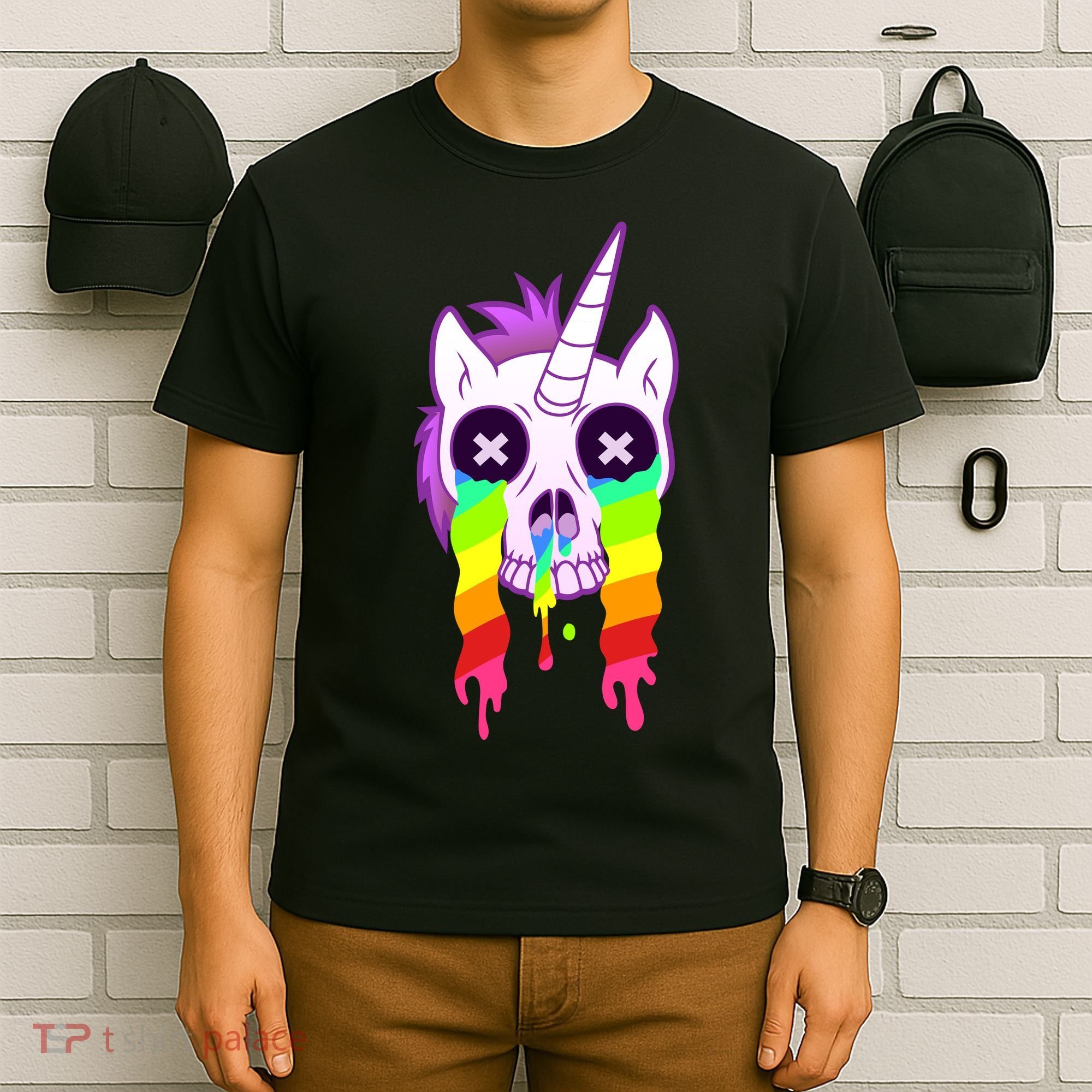 Unicorn Skull Rainbow T-Shirt