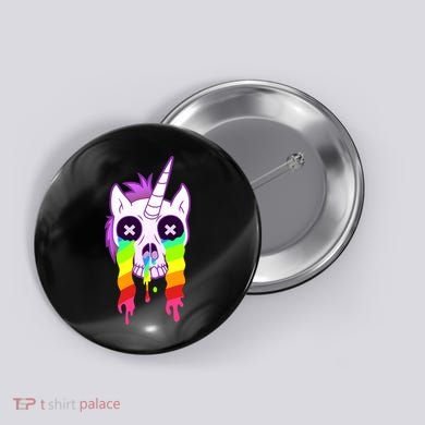Unicorn Skull Rainbow Button