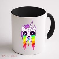 Unicorn Skull Rainbow Coffee Mug thumb 1