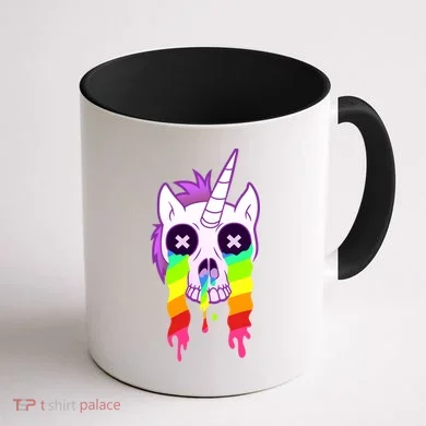 Unicorn Skull Rainbow Coffee Mug back