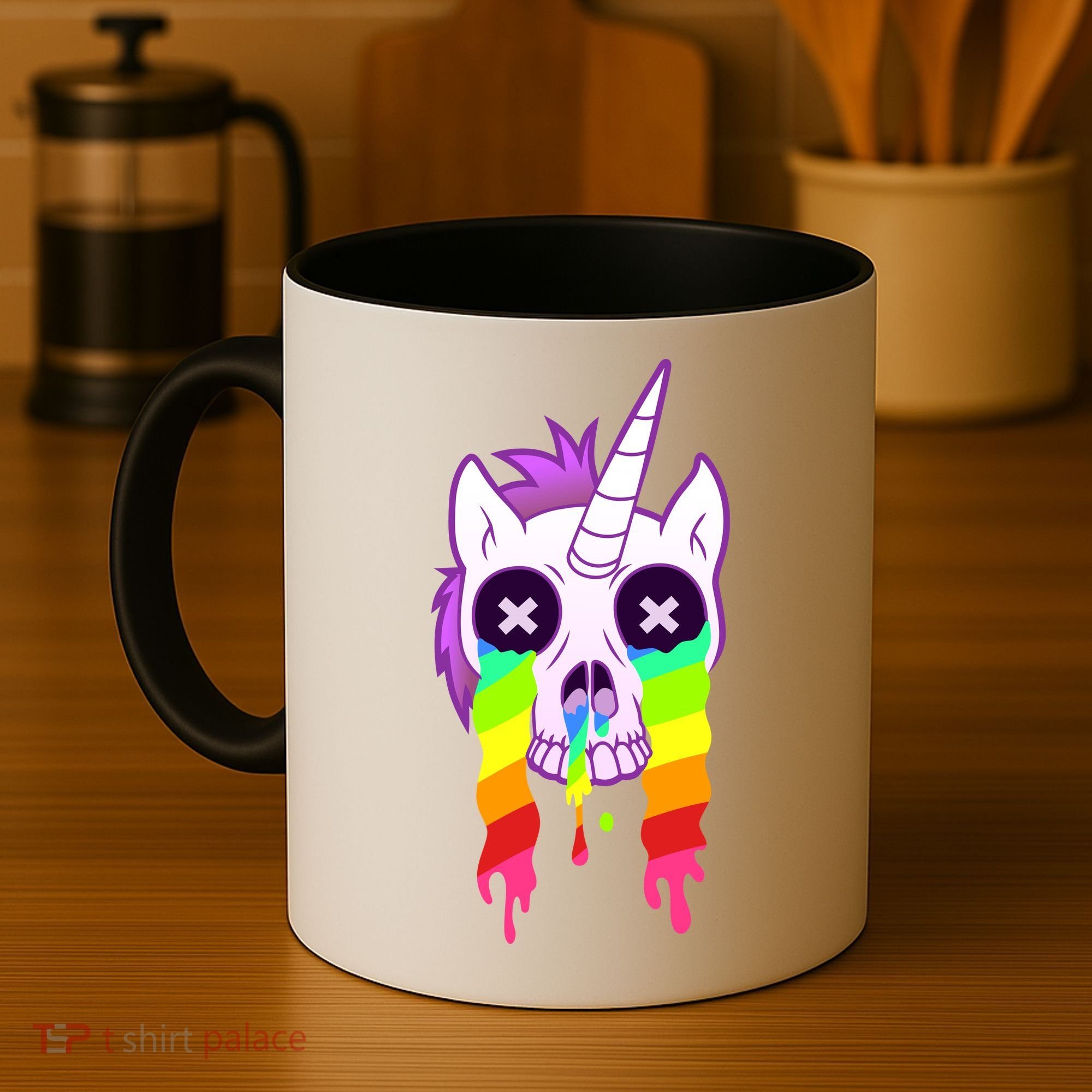 Unicorn Skull Rainbow Coffee Mug