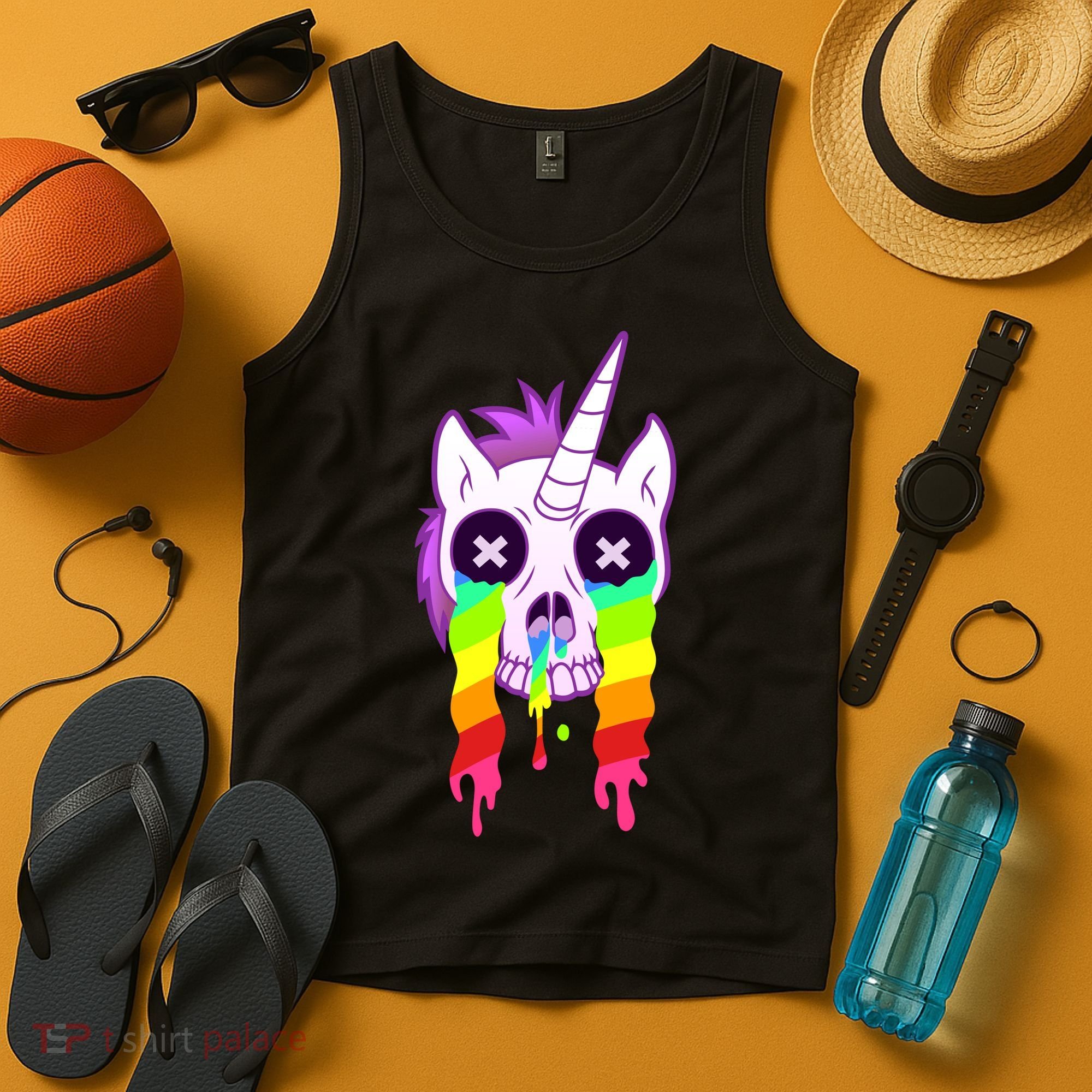 Unicorn Skull Rainbow Tank Top