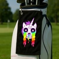 Unicorn Skull Rainbow Golf Towel thumb 2