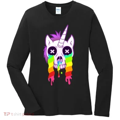 Unicorn Skull Rainbow Women's Long Sleeve Shirt