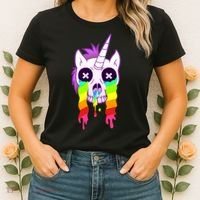 Unicorn Skull Rainbow Women's T-Shirt thumb 2