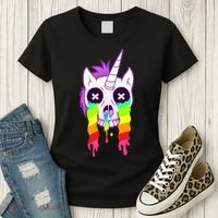 Unicorn Skull Rainbow Women's T-Shirt thumb 3