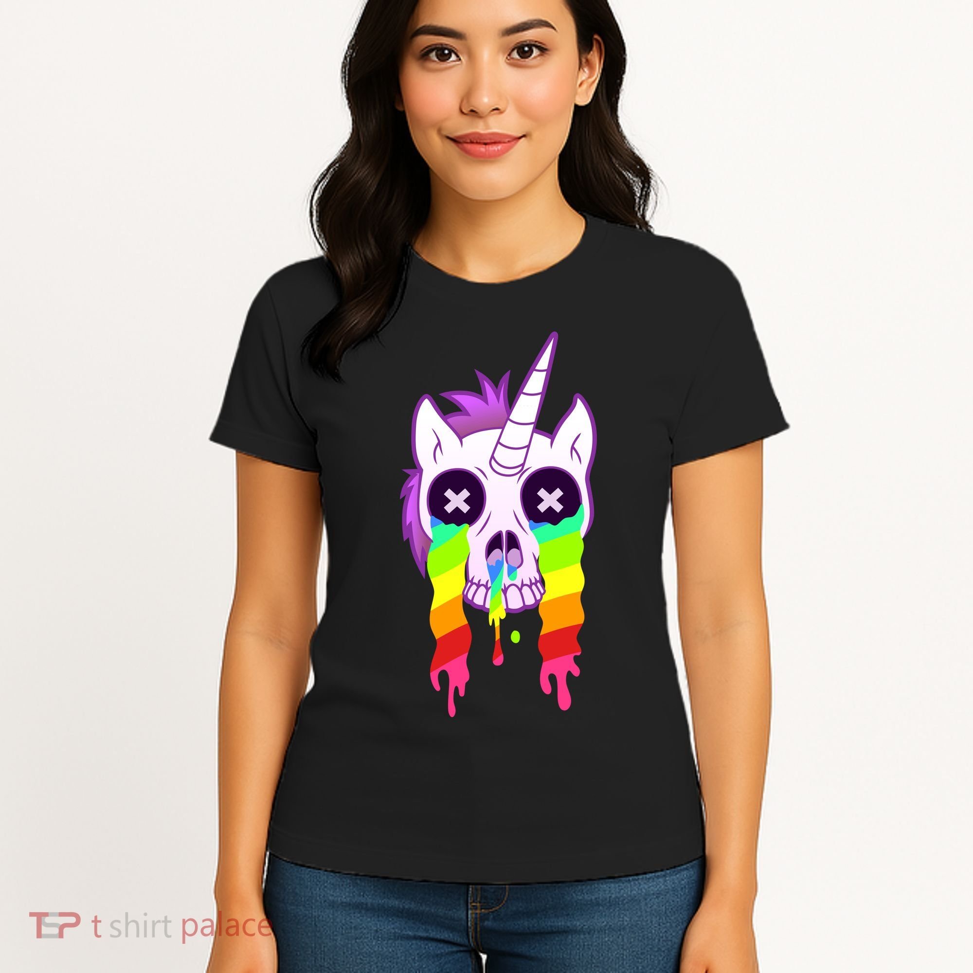 Unicorn Skull Rainbow Women's T-Shirt