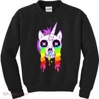 Unicorn Skull Rainbow Kids Sweatshirt thumb 0