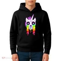 Unicorn Skull Rainbow Kids Hoodie thumb 4
