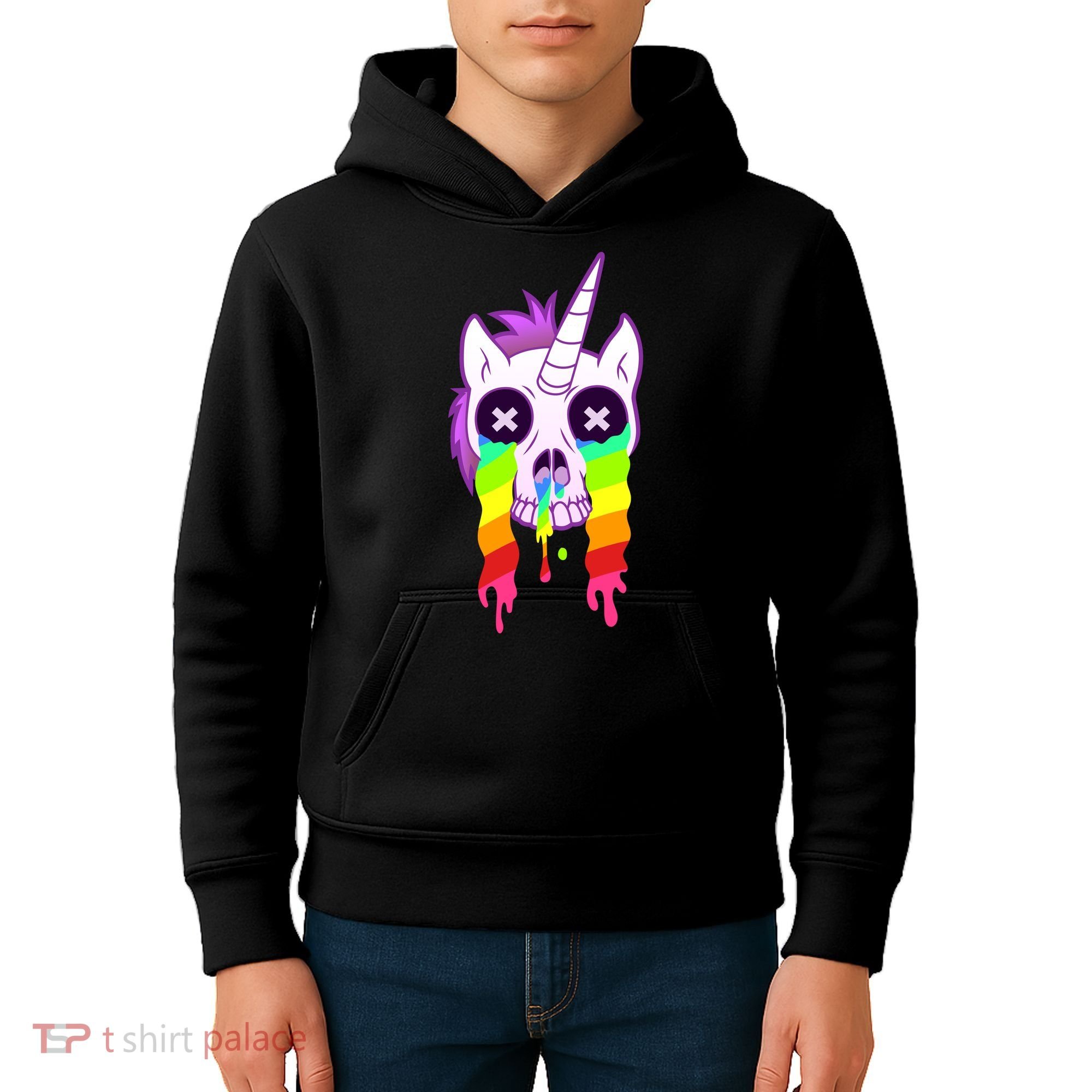 Unicorn Skull Rainbow Kids Hoodie