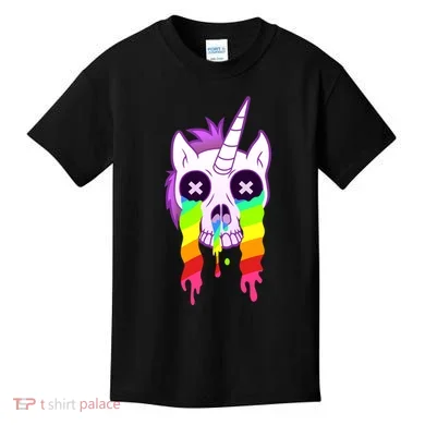 Unicorn Skull Rainbow Kids T-Shirt