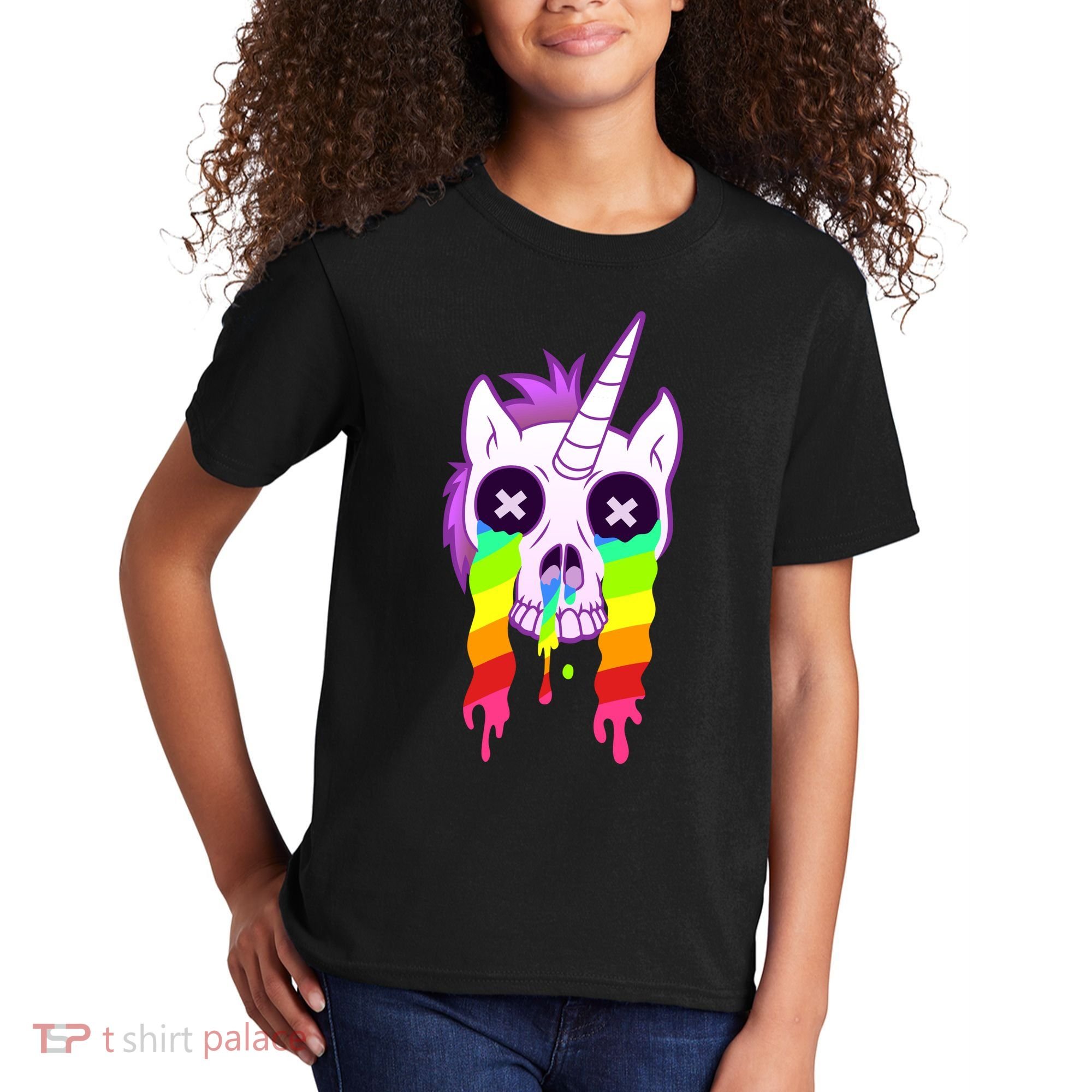 Unicorn Skull Rainbow Kids T-Shirt